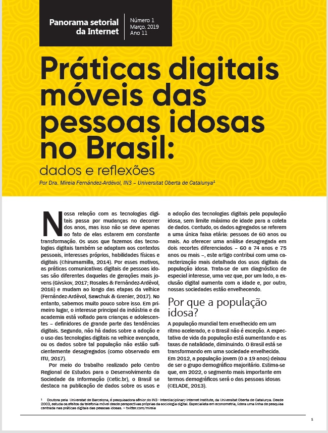 Ano XI - Nº 1 - Práticas digitais móveis das pessoas idosas no Brasil
