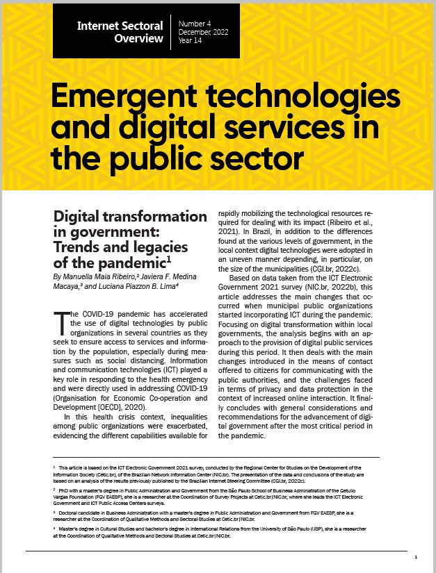 Year XIV - N. 4 - Emergent technologies and digital services in the public sector